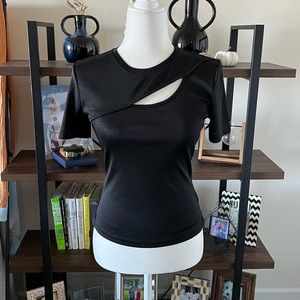 Urban Revivo Black Short Sleeve Cutout Top NWT